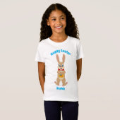 Schattigee Paashaas Happy Rabbit Custom Naam T-shirt (Voorkant volledig)