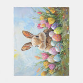 Schattigee paashaas met gekleurde eieren fleece deken (Voorkant)