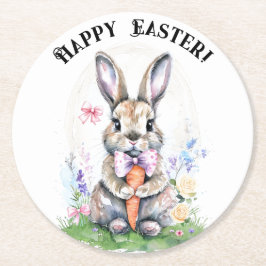 Schattigee  paashaas Waterverf Ronde Kartonnen Onderzetter