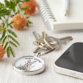 Schattigee  paashaas Waterverf Sleutelhanger (Zijkant)