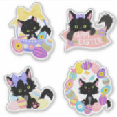 Schattigee paaskat pastel sticker (Voorkant)