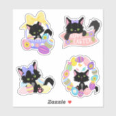 Schattigee paaskat pastel sticker (Vel)