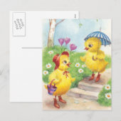Schattigee  paaskuikens feestdagenkaart (Voorkant / Achterkant)