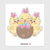 Schattigee paaskuikens met ei sticker (Vel)