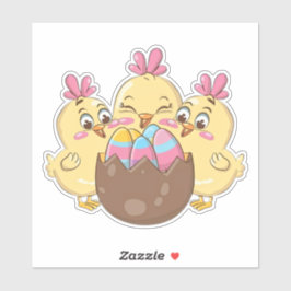 Schattigee paaskuikens met ei sticker