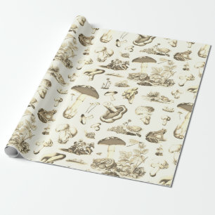 Schattigee paddenstoel kikker slakkenbos beige pat cadeaupapier