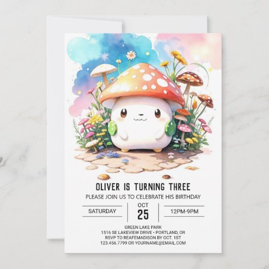 Schattigee paddenstoel Tales Birthday Kaart (Voorkant)