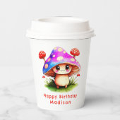 Schattigee paddenstoel Verjaardag Papieren Bekers (Achterkant)