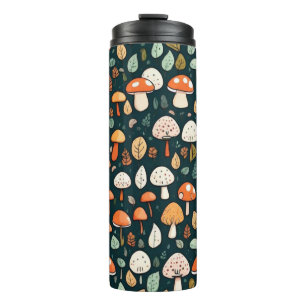 Schattigee paddenstoelen bladeren cottage core des thermosbeker