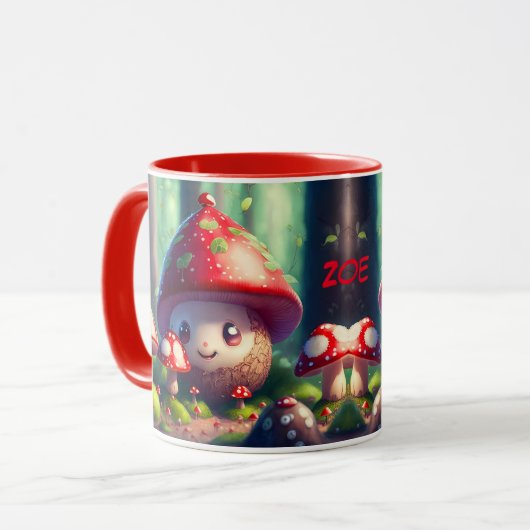 Schattigee paddenstoelen in het bos - veel succes  mok (Voorkant links)