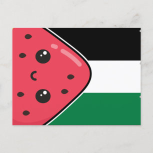 Schattigee Palestijnse vlag met watermeloenvrij Pa Briefkaart