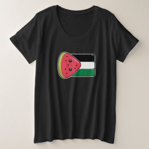 Schattigee Palestijnse vlag met watermeloenvrij Pa Grote Maat T-shirt