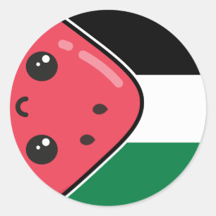 Schattigee Palestijnse vlag met watermeloenvrij Pa Ronde Sticker