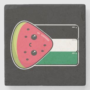 Schattigee Palestijnse vlag met watermeloenvrij Pa Stenen Onderzetter