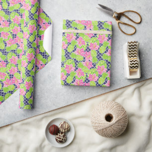 Schattigee Palm Beach tropische bloemen & ananas Cadeaupapier