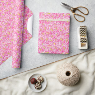 Schattigee Palm Beach Tropische Roze Hibiscus Bloe Cadeaupapier