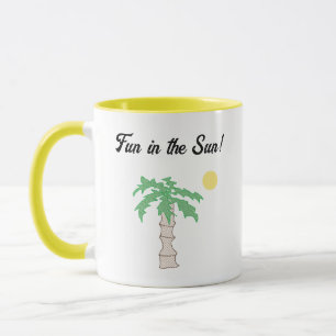 Schattigee Palm Tree en Beach Cartoon, Fun Sunny I Mok