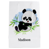 Schattigee Panda aangepaste naam medium cadeau tas Medium Cadeauzakje (Achterkant)