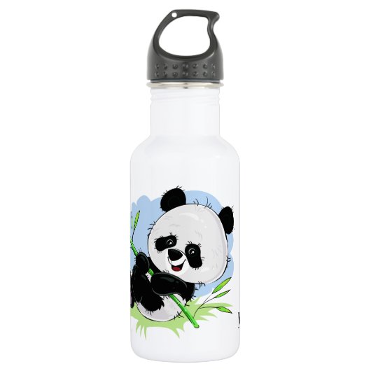 Schattigee Panda aangepaste naam waterflessen Waterfles (Voorkant)