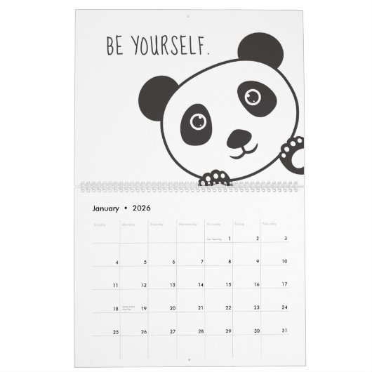 Schattigee Panda Animal Motivation Inspiration Kin Kalender (Jan 2026)