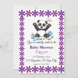 Schattigee panda baby shower uitnodiging