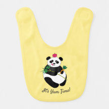 Schattigee panda baby slabbetje (pastelgeel)