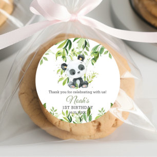 Schattigee Panda Bamboe groen Baby shower Verjaard Ronde Sticker