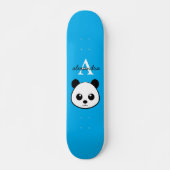 Schattigee Panda Beer Aangepaste Monogram Blauwe A Skateboard (Voorkant)