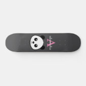 Schattigee Panda Beer Aangepaste Monogram Grijze A Skateboard (Horizontaal)