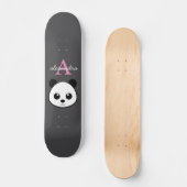 Schattigee Panda Beer Aangepaste Monogram Grijze A Skateboard (Voorkant)