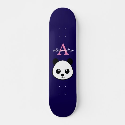 Schattigee Panda Beer Aangepaste Monogram Violet A Skateboard (Voorkant)