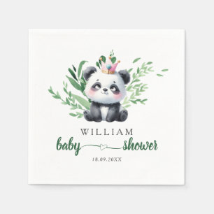 Schattigee Panda Beer Baby shower Waterverf groen Servet