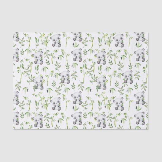 Schattigee Panda Beer Cub Bamboe Groen Decoupage Tissuepapier (Voorkant)