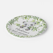 Schattigee Panda Beer Cub Greenery Baby shower Ver Papieren Bordje (Gekanteld)