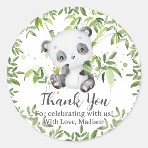 Schattigee Panda Beer Cub Greenery Baby shower Ver Ronde Sticker