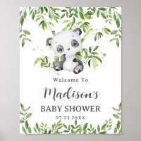 Schattigee Panda Beer Cub Greenery Baby shower Wel