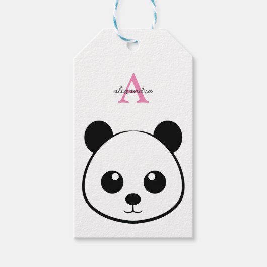 Schattigee panda beer custom Monogram Cadeaulabel (Voorkant)