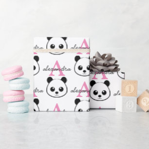 Schattigee panda beer custom Monogram Cadeaupapier