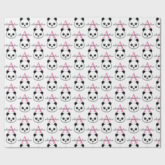 Schattigee panda beer custom Monogram Cadeaupapier (Vlak)