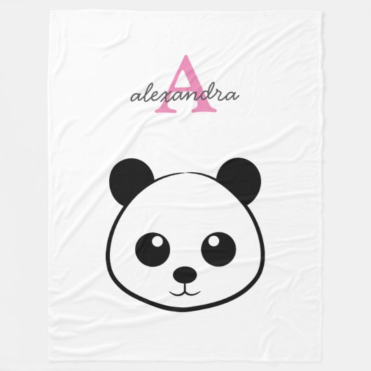 Schattigee panda beer custom Monogram Fleece Deken (Voorkant)