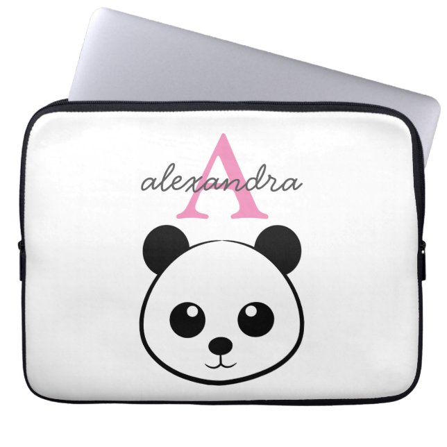 Schattigee panda beer custom Monogram Laptop Sleeve (Voorkant)