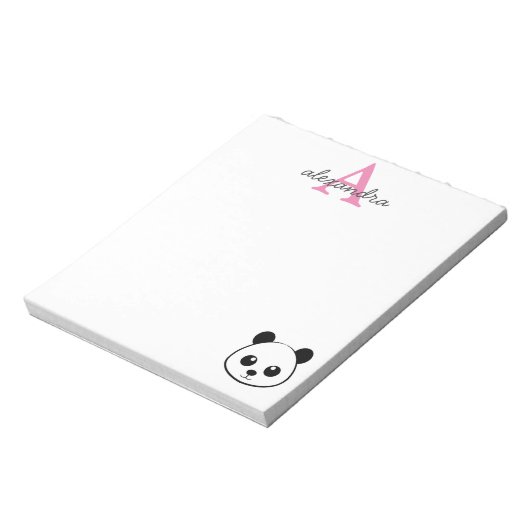Schattigee panda beer custom Monogram Notitieblok (Gedraaid)