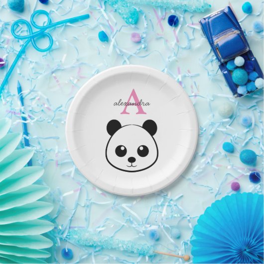 Schattigee panda beer custom Monogram Papieren Bordje (Feest)