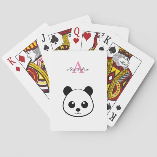 Schattigee panda beer custom Monogram Pokerkaarten (Achterkant)