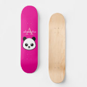 Schattigee Panda Beer Custom Monogram Roze Achterg Skateboard (Voorkant)