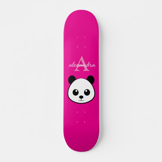 Schattigee Panda Beer Custom Monogram Roze Achterg Skateboard (Voorkant)