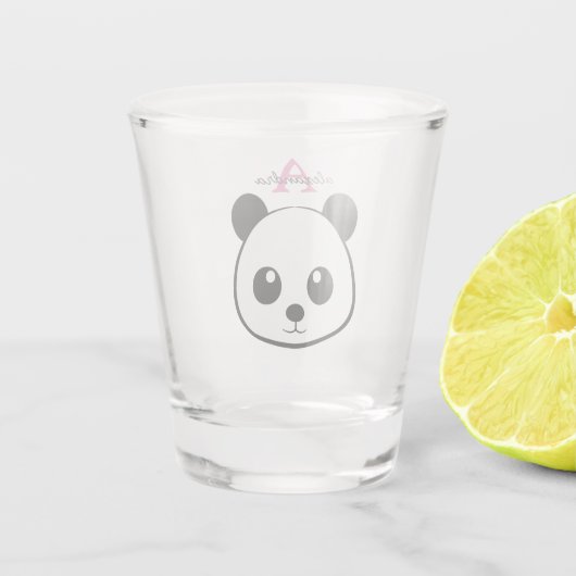 Schattigee panda beer custom Monogram Shot Glas (Achterkant)