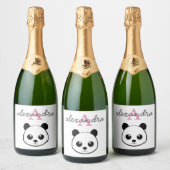 Schattigee panda beer custom Monogram Sparkling Wijnetiket (Flessen)