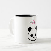 Schattigee Panda Beer Custom Monogram Twee-Tone Tweekleurige Koffiemok (Voorkant links)