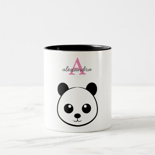 Schattigee Panda Beer Custom Monogram Twee-Tone Tweekleurige Koffiemok (Center)